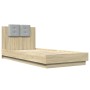 Bed frame headboard LED lights Sonoma oak 90x200 cm by , Beds and slatted bases - Ref: Foro24-3210033, Price: 165,99 €, Disco...