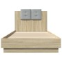 Bed frame headboard LED lights Sonoma oak 90x200 cm by , Beds and slatted bases - Ref: Foro24-3210033, Price: 165,99 €, Disco...