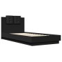 Bed frame with headboard and LED lights black 100x200 cm by , Beds and slatted bases - Ref: Foro24-3210025, Price: 181,32 €, ...