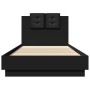 Bed frame with headboard and LED lights black 100x200 cm by , Beds and slatted bases - Ref: Foro24-3210025, Price: 181,32 €, ...