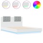 Bed frame with headboard and white LED lights 140x190 cm by , Beds and slatted bases - Ref: Foro24-3210038, Price: 195,12 €, ...