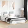 Bed frame with headboard and white LED lights 140x190 cm by , Beds and slatted bases - Ref: Foro24-3210038, Price: 195,12 €, ...