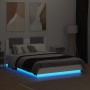 Bed frame with headboard and white LED lights 140x190 cm by , Beds and slatted bases - Ref: Foro24-3210038, Price: 195,12 €, ...