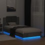 Estructura de cama cabecero luces LED gris hormigón 100x200 cm de , Camas y somieres - Ref: Foro24-3210027, Precio: 174,57 €,...