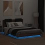 Estructura de cama cabecero luces LED roble marrón 140x190 cm de , Camas y somieres - Ref: Foro24-3210044, Precio: 193,99 €, ...