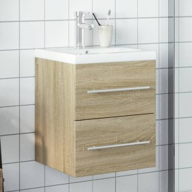 Badezimmerschrank mit integriertem Waschbecken aus Sonoma-Eiche von , Badezimmerwaschtische - Ref: Foro24-3278758, Preis: 154...