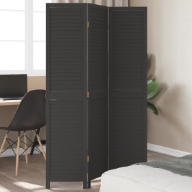 Black Paulownia solid wood 3-panel dividing screen by , Room dividers - Ref: Foro24-358846, Price: 80,99 €, Discount: %