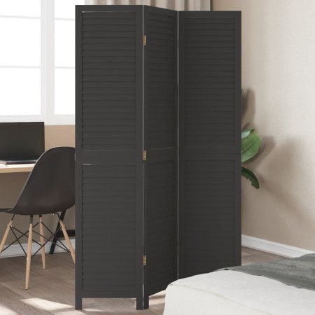 Black Paulownia solid wood 3-panel dividing screen by , Room dividers - Ref: Foro24-358846, Price: 80,74 €, Discount: %