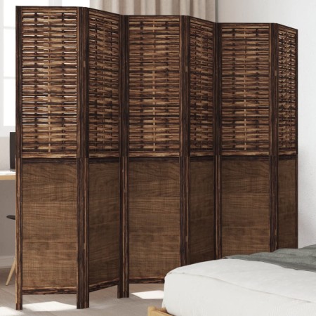 Dark brown paulownia wood 6-panel dividing screen by , Room dividers - Ref: Foro24-358714, Price: 139,69 €, Discount: %