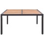 Garden table PE rattan and black acacia wood 200x150x74 cm