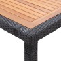 Mesa de jardín ratán PE y madera de acacia negro 200x150x74 cm