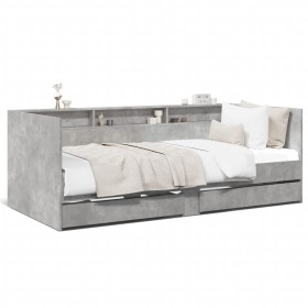 Tumbona con cajones madera ingeniería gris hormigón 75x190 cm de , Camas y somieres - Ref: Foro24-3280863, Precio: 174,06 €, ...