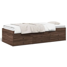 Lounger with brown oak engineered wood drawers 75x190 cm by , Beds and slatted bases - Ref: Foro24-3280894, Price: 200,91 €, ...