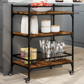 Smoked oak engineered wood kitchen cart 65x40x86.5 cm by , Kitchen and dining carts - Ref: Foro24-842398, Price: 71,50 €, Dis...