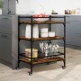 Smoked oak engineered wood kitchen cart 65x40x86.5 cm by , Kitchen and dining carts - Ref: Foro24-842398, Price: 71,50 €, Dis...