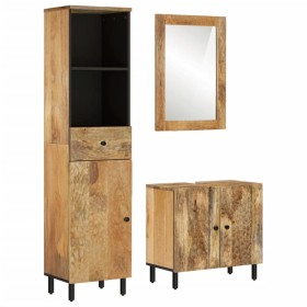 Conjunto de armarios de baño 3 piezas madera maciza de mango de , Muebles de baño - Ref: Foro24-3206302, Precio: 371,99 €, De...