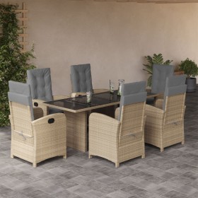 7-teiliges Garten-Essset mit beigen Kissen aus synthetischem Rattan von , Gartensets - Ref: Foro24-3212263, Preis: 950,99 €, ...