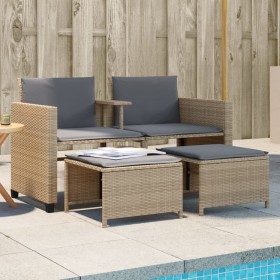 2 seater garden sofa with beige PE rattan table and stools by , Garden sets - Ref: Foro24-368419, Price: 217,23 €, Discount: %