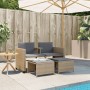 2-Sitzer-Gartensofa mit beigem PE-Rattantisch und Hockern von , Gartensets - Ref: Foro24-368419, Preis: 217,23 €, Rabatt: %