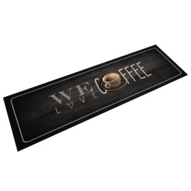 Waschbarer Küchenteppich aus Samt mit Kaffeetext, 45 x 150 cm von , Fußmatten - Ref: Foro24-4005590, Preis: 21,99 €, Rabatt: %