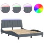 Bed frame LED lights dark gray velvet 140x190 cm by , Beds and slatted bases - Ref: Foro24-3213776, Price: 187,96 €, Discount: %