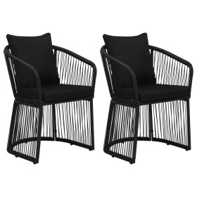 Garden chairs 2 units with cushions and pillows black PVC rattan by vidaXL, Garden chairs - Ref: Foro24-48586, Price: 297,99 ...