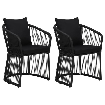 Garden chairs 2 units with cushions and pillows black PVC rattan by vidaXL, Garden chairs - Ref: Foro24-48586, Price: 297,09 ...