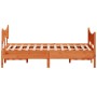 Bed frame with wax brown pine wood headboard 160x200 cm by , Beds and slatted bases - Ref: Foro24-3216377, Price: 243,34 €, D...