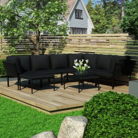 8-piece garden furniture set with black PVC cushions by vidaXL, Garden sets - Ref: Foro24-48592, Price: 677,99 €, Discount: %