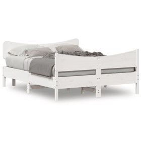 Bed frame with white pine wood headboard 140x200 cm by , Beds and slatted bases - Ref: Foro24-3216382, Price: 213,27 €, Disco...