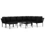 8-piece garden furniture set with black PVC cushions by vidaXL, Garden sets - Ref: Foro24-48592, Price: 786,06 €, Discount: %