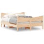 Bed frame with solid pine wood headboard 135x190 cm by , Beds and slatted bases - Ref: Foro24-3216396, Price: 172,32 €, Disco...