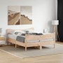 Bed frame with solid pine wood headboard 135x190 cm by , Beds and slatted bases - Ref: Foro24-3216396, Price: 172,32 €, Disco...