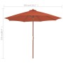 Sombrilla de jardín con palo de madera 300 cm terracota de vidaXL, Sombrillas - Ref: Foro24-44498, Precio: 98,09 €, Descuento: %