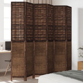 Dark brown paulownia wood 6-panel dividing screen by , Room dividers - Ref: Foro24-358716, Price: 190,65 €, Discount: %