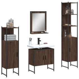 Set de muebles de baño 4 pzas madera contrachapada marrón roble de , Muebles de baño - Ref: Foro24-3214358, Precio: 225,04 €,...