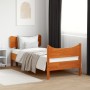 Bed frame with wax brown pine wood headboard 100x200 cm by , Beds and slatted bases - Ref: Foro24-3216389, Price: 160,75 €, D...