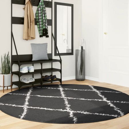 Modern high pile rug PAMPLONA black and cream Ø 200 cm by , Rugs - Ref: Foro24-375423, Price: 77,23 €, Discount: %