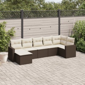 7-piece garden sofa set with brown PE rattan cushions by , Garden sets - Ref: Foro24-3219273, Price: 471,79 €, Discount: %