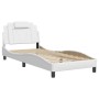 Estructura de cama con cabecero cuero sintético blanco 90x200cm de , Camas y somieres - Ref: Foro24-3208069, Precio: 147,29 €...