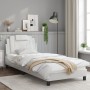 Bed frame with headboard white synthetic leather 90x200cm by , Beds and slatted bases - Ref: Foro24-3208069, Price: 144,05 €,...