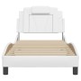 Bed frame with headboard white synthetic leather 90x200cm by , Beds and slatted bases - Ref: Foro24-3208069, Price: 144,05 €,...