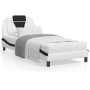 Estructura cama cabecero cuero sintético blanco negro 90x200 cm de , Camas y somieres - Ref: Foro24-3208074, Precio: 158,22 €...