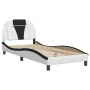 Estructura cama cabecero cuero sintético blanco negro 90x200 cm de , Camas y somieres - Ref: Foro24-3208074, Precio: 158,22 €...