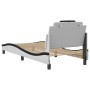 Estructura cama cabecero cuero sintético blanco negro 90x200 cm de , Camas y somieres - Ref: Foro24-3208074, Precio: 158,22 €...