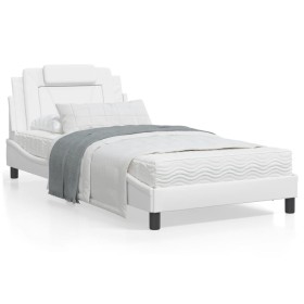 Estructura de cama cabecero cuero sintético blanco 100x200 cm de , Camas y somieres - Ref: Foro24-3208076, Precio: 149,99 €, ...