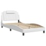 Estructura de cama cabecero cuero sintético blanco 100x200 cm de , Camas y somieres - Ref: Foro24-3208076, Precio: 150,57 €, ...