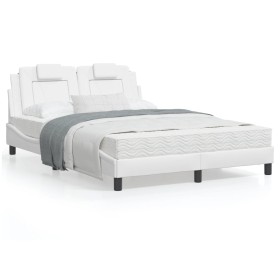 White synthetic leather headboard bed frame 120x200 cm by , Beds and slatted bases - Ref: Foro24-3208083, Price: 182,99 €, Di...