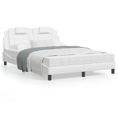 White synthetic leather headboard bed frame 120x200 cm by , Beds and slatted bases - Ref: Foro24-3208083, Price: 206,80 €, Di...