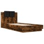 Cama con cabecero madera de ingeniería roble ahumado 100x200 cm de , Camas y somieres - Ref: Foro24-3209937, Precio: 165,46 €...